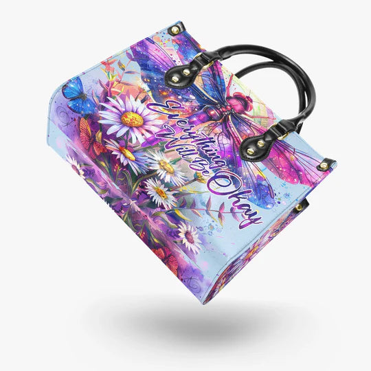 EBDR LEATHER HANDBAG - EVERYTHING WILL BE OKAY DRAGONFLY LEATHER HANDBAG - HIPPIES BAGS - EBDRLTHB06030524.