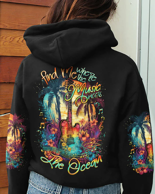 EMBROIDERED - FIND ME WHERE THE MUSIC MEETS THE OCEAN GUITAR ALL OVER PRINT - 3D CLOTHING - ABD07230424.