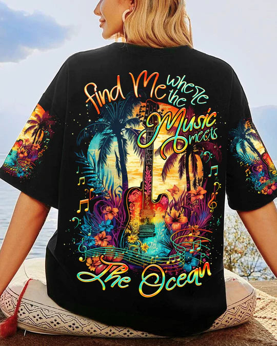 EMBROIDERED - FIND ME WHERE THE MUSIC MEETS THE OCEAN GUITAR ALL OVER PRINT - 3D CLOTHING - ABD07230424.