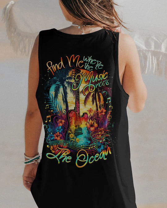 EMBROIDERED - FIND ME WHERE THE MUSIC MEETS THE OCEAN GUITAR ALL OVER PRINT - 3D CLOTHING - ABD07230424.