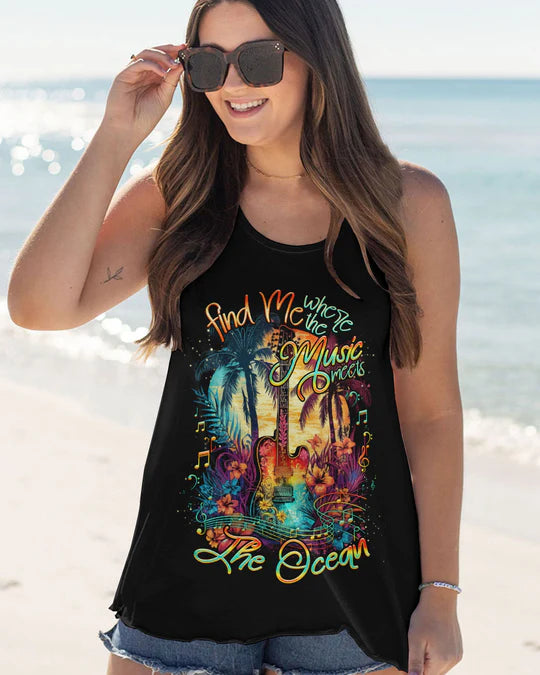 EMBROIDERED - FIND ME WHERE THE MUSIC MEETS THE OCEAN GUITAR ALL OVER PRINT - 3D CLOTHING - ABD07230424.