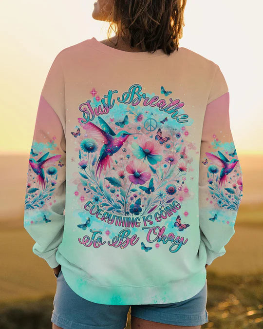 EMBROIDERED - JUST BREATHE HUMMINGBIRD ALL OVER PRINT - 3D CLOTHING - ABD04020524.