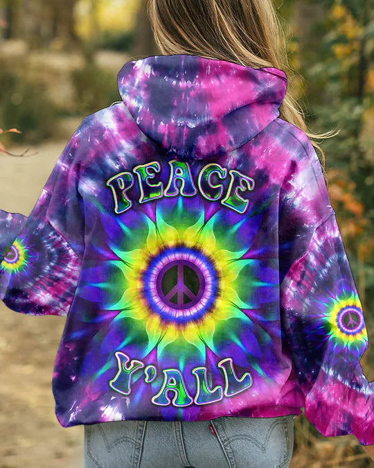 EMBROIDERED - PEACE Y'ALL TIE DYE ALL OVER PRINT - 3D CLOTHING - ABD01250424.