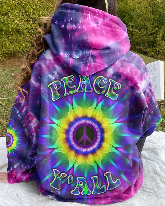 EMBROIDERED - PEACE Y'ALL TIE DYE ALL OVER PRINT - 3D CLOTHING - ABD01250424.