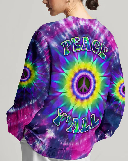 EMBROIDERED - PEACE Y'ALL TIE DYE ALL OVER PRINT - 3D CLOTHING - ABD01250424.