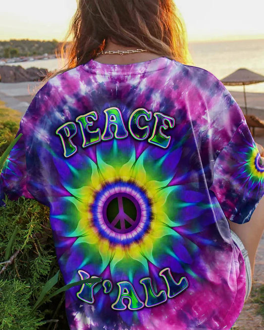 EMBROIDERED - PEACE Y'ALL TIE DYE ALL OVER PRINT - 3D CLOTHING - ABD01250424.