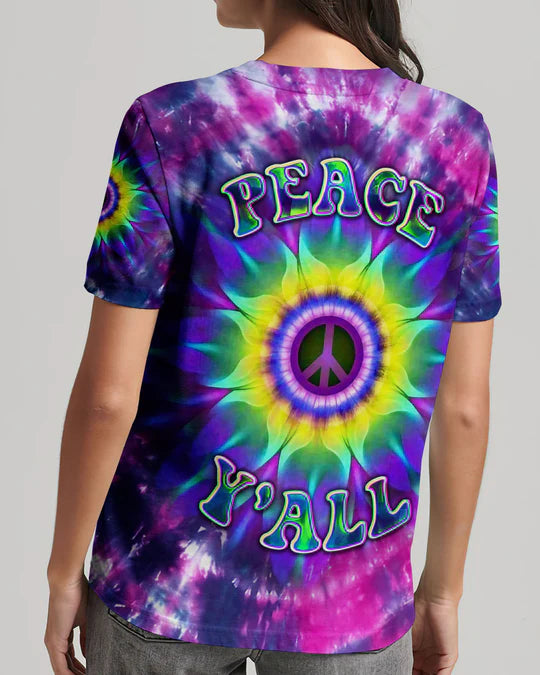 EMBROIDERED - PEACE Y'ALL TIE DYE ALL OVER PRINT - 3D CLOTHING - ABD01250424.