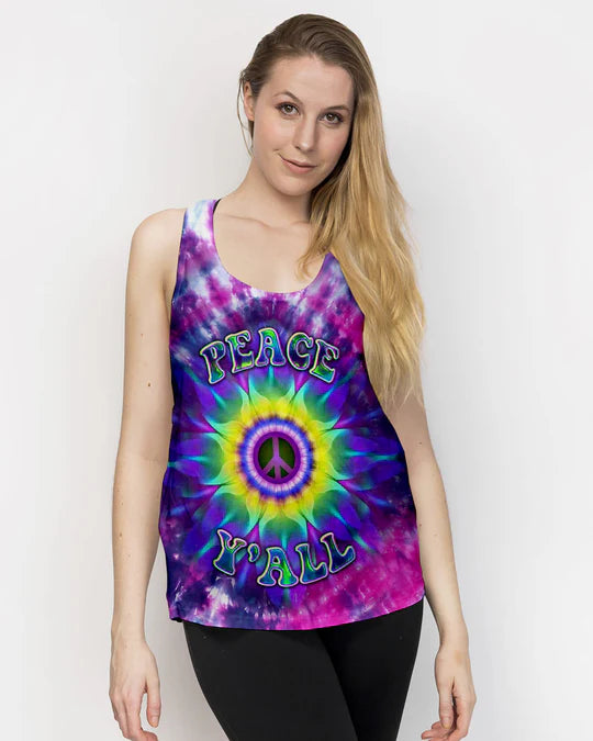 EMBROIDERED - PEACE Y'ALL TIE DYE ALL OVER PRINT - 3D CLOTHING - ABD01250424.