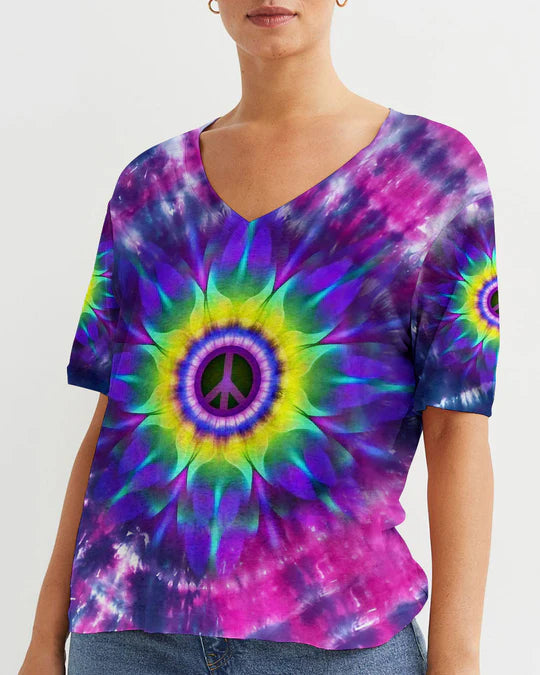 EMBROIDERED - PEACE Y'ALL TIE DYE ALL OVER PRINT - 3D CLOTHING - ABD01250424.