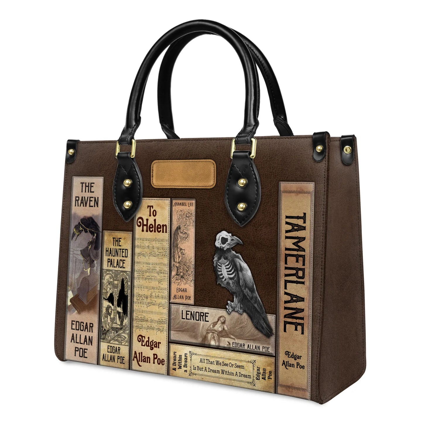EMBROIDERED Libro Handbags - Edgar Allan Poe - EDBR01250424.