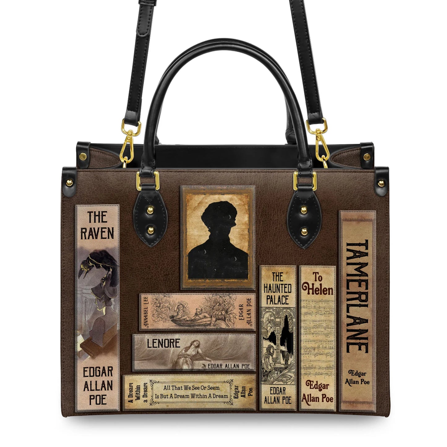 EMBROIDERED Libro Handbags - Edgar Allan Poe - EDBR03250424.