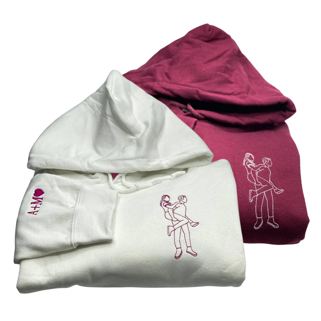 Embroidered Hoodie, Custom Photo on Hoodie, Outline Photo Sweatshirt Embroidered, Hoodie, T-Shirt, Embroidered Clothing, Custom Embroidery,EBDHD01091123.