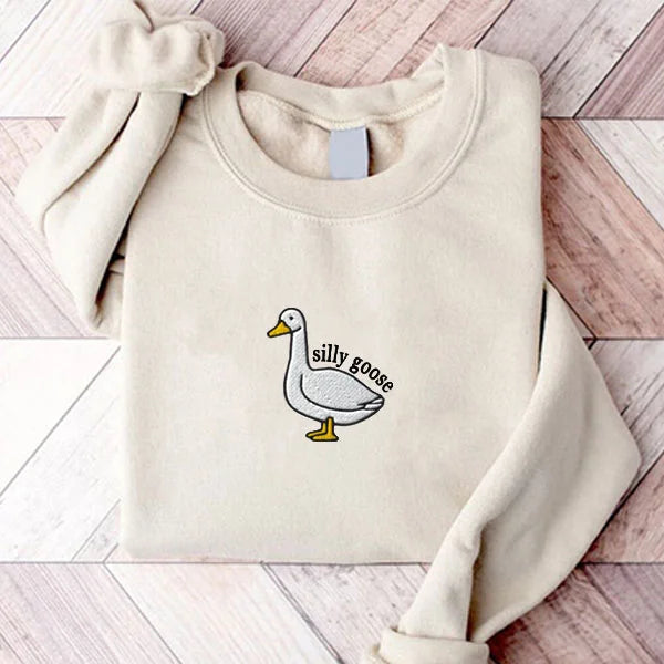 Embroidered Sweatshirt, Eagerlys Silly Goose Embroidered Sweatshirt, Hoodie, T-Shirt, Embroidered Clothing, Custom Embroidery,EBDHD05091123.