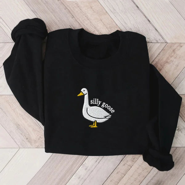 Embroidered Sweatshirt, Eagerlys Silly Goose Embroidered Sweatshirt, Hoodie, T-Shirt, Embroidered Clothing, Custom Embroidery,EBDHD05091123.