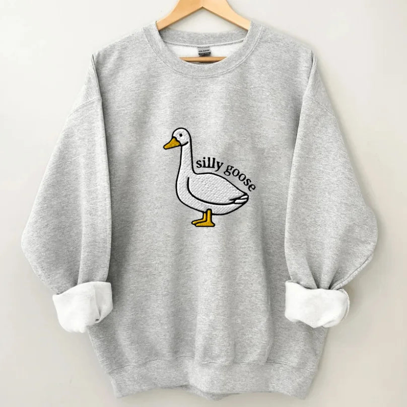 Embroidered Sweatshirt, Eagerlys Silly Goose Embroidered Sweatshirt, Hoodie, T-Shirt, Embroidered Clothing, Custom Embroidery,EBDHD05091123.