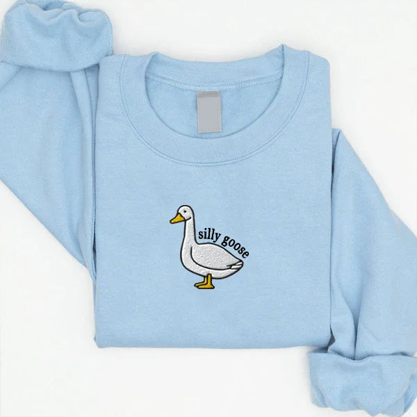 Embroidered Sweatshirt, Eagerlys Silly Goose Embroidered Sweatshirt, Hoodie, T-Shirt, Embroidered Clothing, Custom Embroidery,EBDHD05091123.