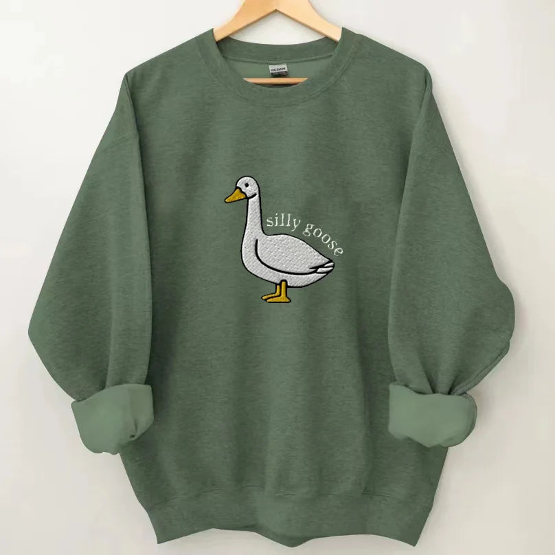 Embroidered Sweatshirt, Eagerlys Silly Goose Embroidered Sweatshirt, Hoodie, T-Shirt, Embroidered Clothing, Custom Embroidery,EBDHD05091123.