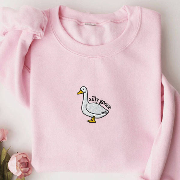 Embroidered Sweatshirt, Eagerlys Silly Goose Embroidered Sweatshirt, Hoodie, T-Shirt, Embroidered Clothing, Custom Embroidery,EBDHD05091123.