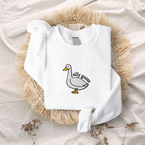 Embroidered Sweatshirt, Eagerlys Silly Goose Embroidered Sweatshirt, Hoodie, T-Shirt, Embroidered Clothing, Custom Embroidery,EBDHD05091123.