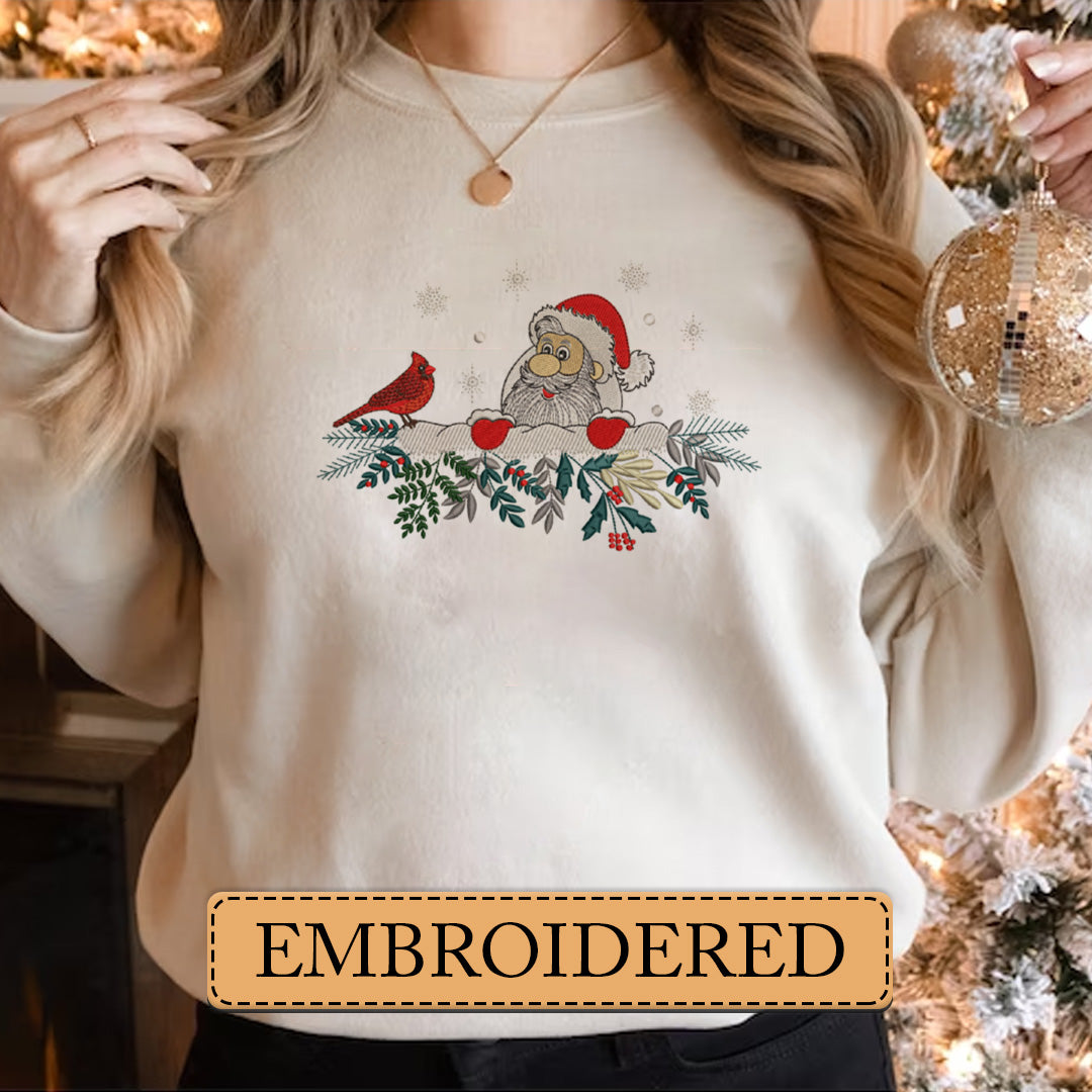 Embroidered Sweatshirt, Joyful Elf Trio Merry Christmas Embroidered Sweatshirt, Hoodie, T-Shirt, Embroidered Clothing, Custom Embroidery, EBDHD13251123.