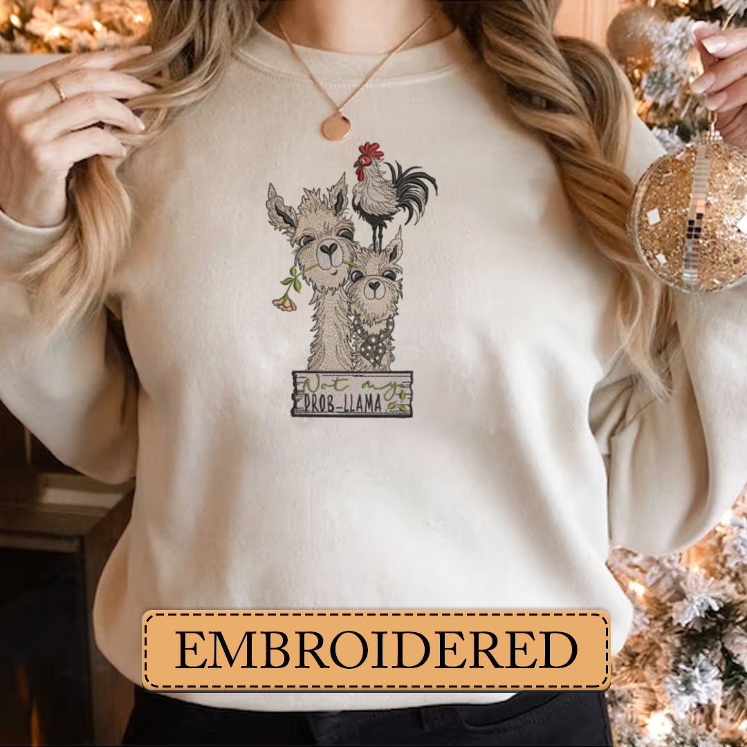 Embroidered Sweatshirt, Barnyard Symphony Oink Moo Cock a Doodle Doo Embroidered Sweatshirt, Hoodie, T-Shirt, Embroidered Clothing, Custom Embroidery, EBDHD11251123.