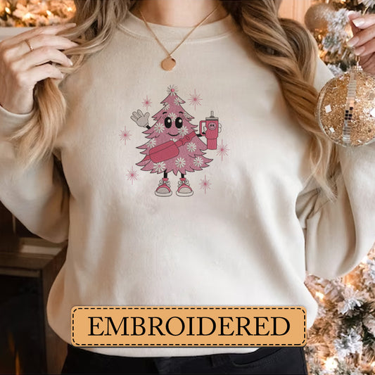 Embroidered Sweatshirt, All Spruced Up, Festive Pine and Accessories Embroidered Sweatshirt, Hoodie, T-Shirt, Embroidered Clothing, Custom Embroidery, EBDHD09251123.