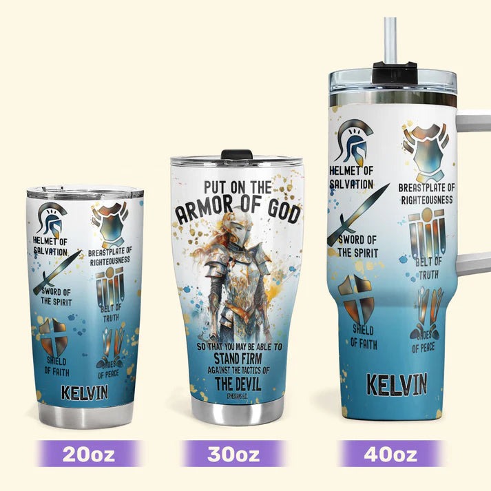 SHOESEMBROIDERED 20,30,40 Oz Stainless Tumbler - Armor Of God - Perfect for Every Occasion - EBDR01160524