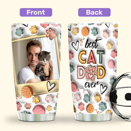 SHOESEMBROIDERED 20,30,40 Oz Stainless Tumbler - Best Cat Dad Ever - Perfect for Every Occasion - EBDR01160524