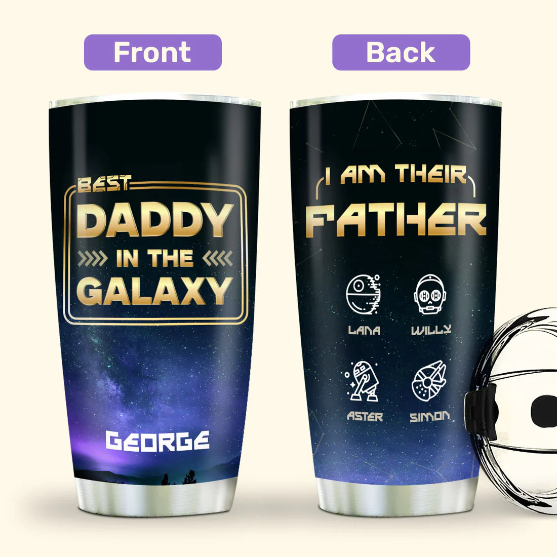 SHOESEMBROIDERED 20,30,40 Oz Stainless Tumbler - Best Dad In The Galaxy - Perfect for Every Occasion - EBDR01160524