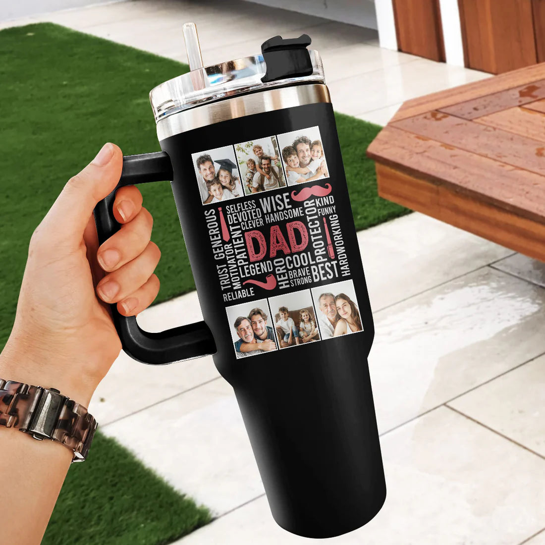 SHOESEMBROIDERED 20,30,40 Oz Stainless Tumbler - Dad Hero Handsome - Perfect for Every Occasion - EBDR01160524