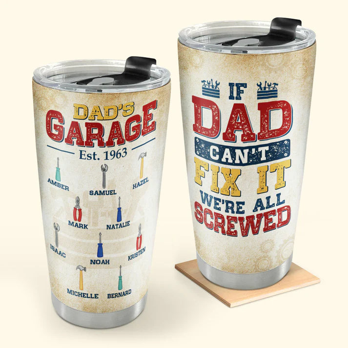 SHOESEMBROIDERED 20,30,40 Oz Stainless Tumbler - Dad's Garage - Perfect for Every Occasion - EBDR01160524