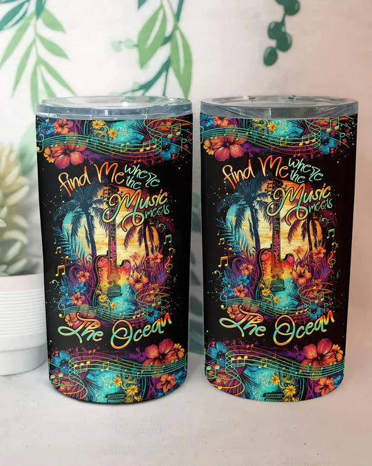 SHOESEMBROIDERED 20,30,40 Oz Stainless Tumbler - FIND ME WHERE THE MUSIC MEETS THE OCEAN GUITAR - Perfect for Every Occasion - EBDR01160524