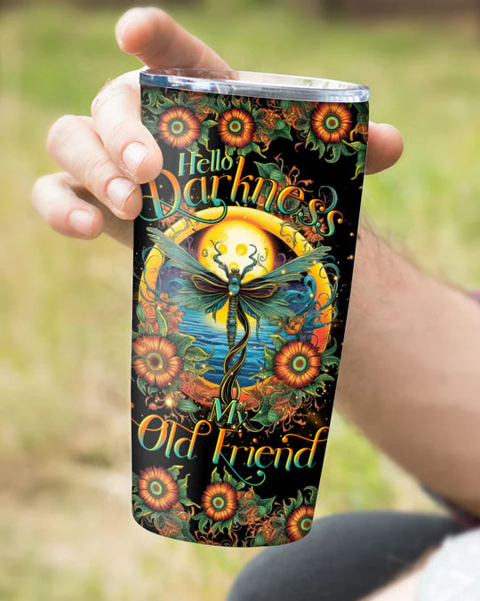 SHOESEMBROIDERED 20,30,40 Oz Stainless Tumbler - HELLO DARKNESS MY OLD FRIEND DRAGONFLY - Perfect for Every Occasion - EBDR01160524