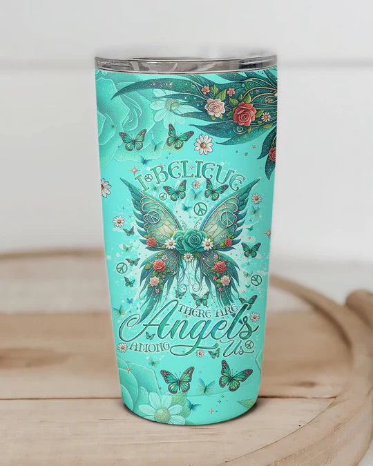 SHOESEMBROIDERED 20,30,40 Oz Stainless Tumbler - I BELIEVE THERE ARE ANGELS AMONG US WINGS - Perfect for Every Occasion - EBDR01160524