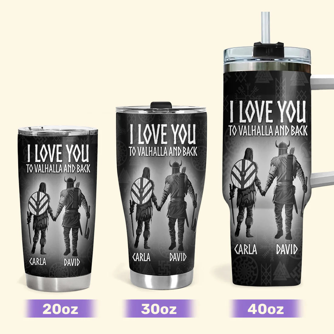 SHOESEMBROIDERED 20,30,40 Oz Stainless Tumbler - I Love You To Valhalla And Back - Perfect for Every Occasion - EBDR01160524