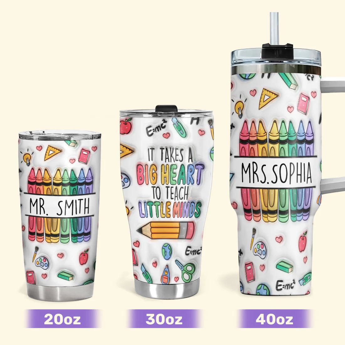 SHOESEMBROIDERED 20,30,40 Oz Stainless Tumbler -It Takes Big Heart To Teach Little Minds - Perfect for Every Occasion - EBDR01160524