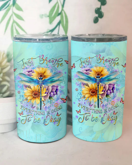 SHOESEMBROIDERED 20,30,40 Oz Stainless Tumbler - JUST BREATHE DRAGONFLY - Perfect for Every Occasion - EBDR01160524