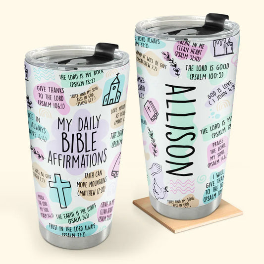 SHOESEMBROIDERED 20,30,40 Oz Stainless Tumbler - My Daily Bible Affirmations - Perfect for Every Occasion - EBDR01160524