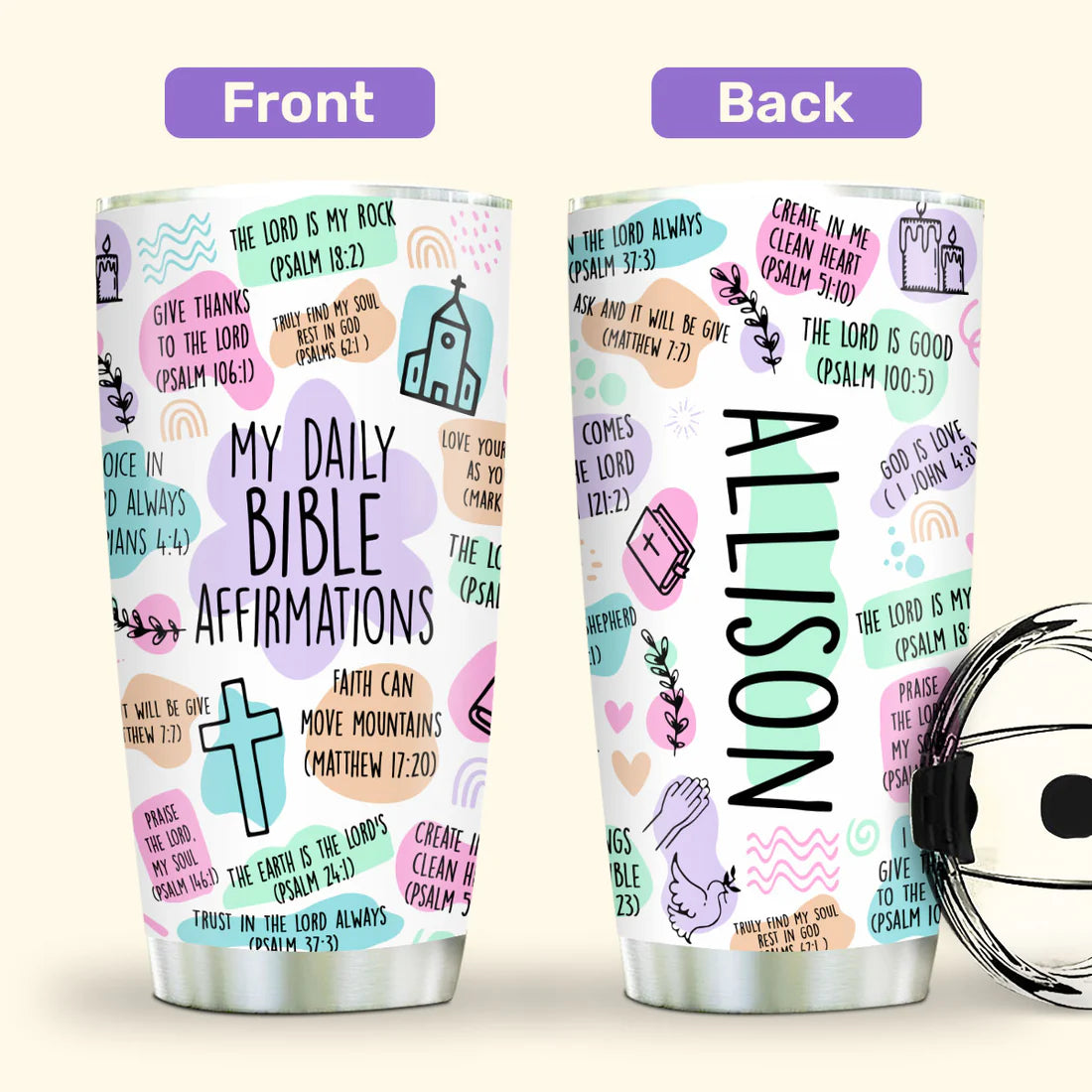 SHOESEMBROIDERED 20,30,40 Oz Stainless Tumbler - My Daily Bible Affirmations - Perfect for Every Occasion - EBDR01160524