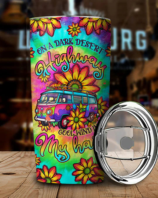 SHOESEMBROIDERED 20,30,40 Oz Stainless Tumbler - ON A DARK DESERT HIGHWAY TIE DYE - Perfect for Every Occasion - EBDR01160524