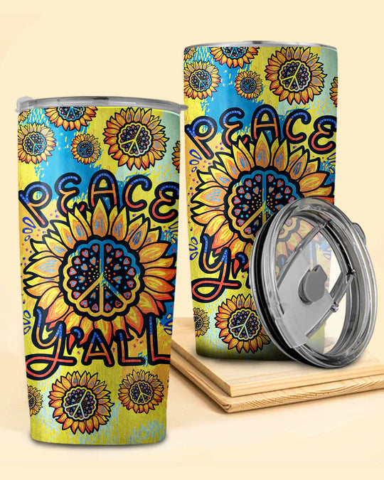 SHOESEMBROIDERED 20,30,40 Oz Stainless Tumbler - PEACE Y'ALL TIE DYE - Perfect for Every Occasion - EBDR01160524