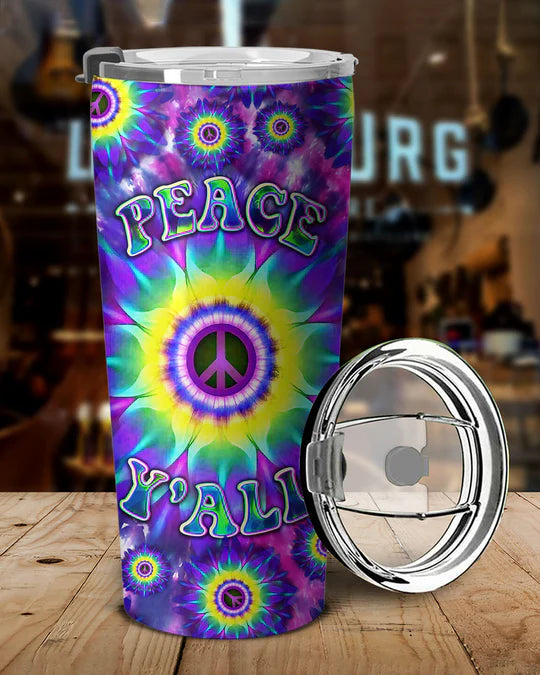 SHOESEMBROIDERED 20,30,40 Oz Stainless Tumbler - PEACE Y'ALL TIE DYE - Perfect for Every Occasion - EBDR01160524