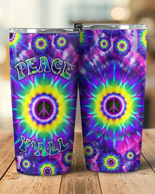 SHOESEMBROIDERED 20,30,40 Oz Stainless Tumbler - PEACE Y'ALL TIE DYE - Perfect for Every Occasion - EBDR01160524