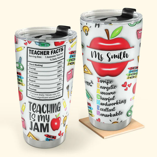 SHOESEMBROIDERED 20,30,40 Oz Stainless Tumbler - Teaching Is My Jam - Perfect for Every Occasion - EBDR01160524