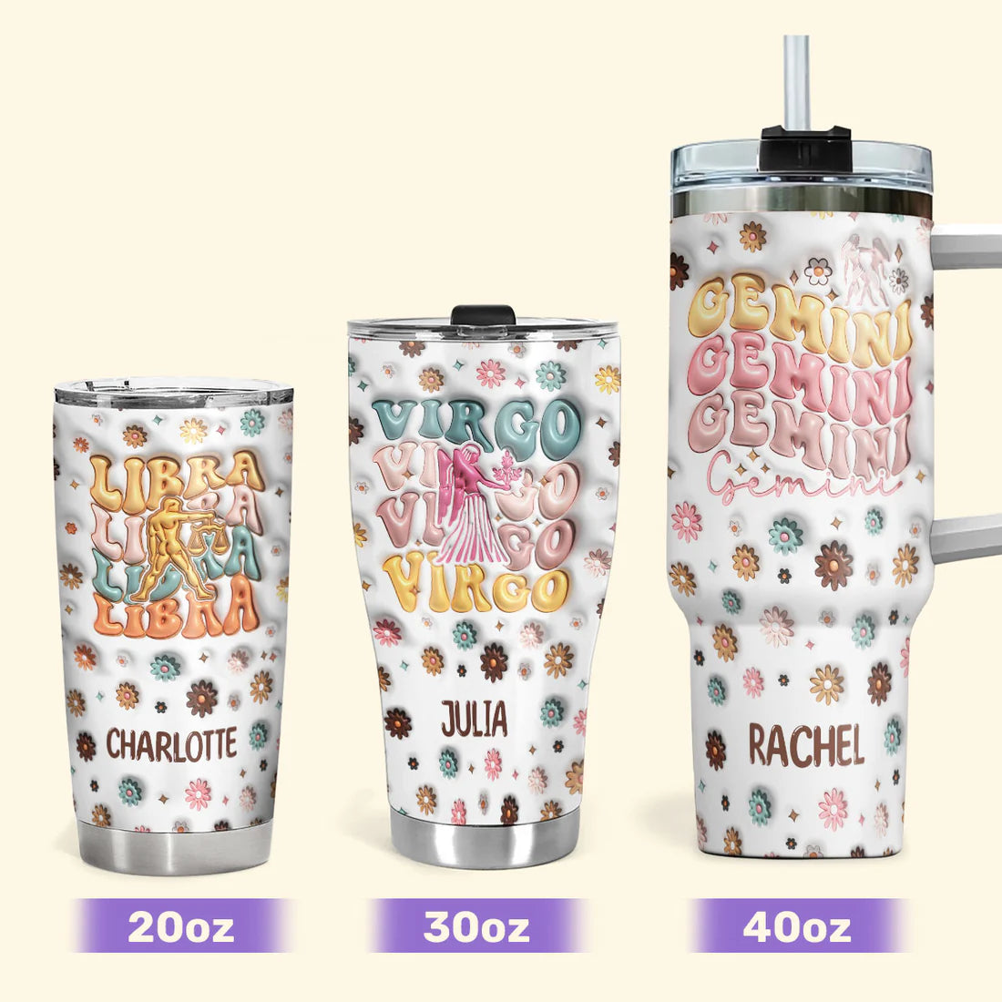 SHOESEMBROIDERED 20,30,40 Oz Stainless Tumbler - Zodiac Sign - Perfect for Every Occasion - EBDR01160524