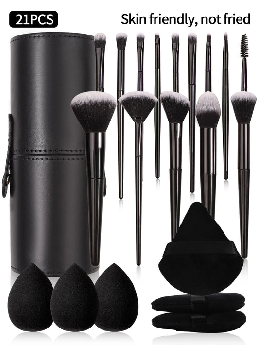 Elara Glow Complete Black Makeup Brush Set – Soft, High-Quality Brushes for Every Look.060325.