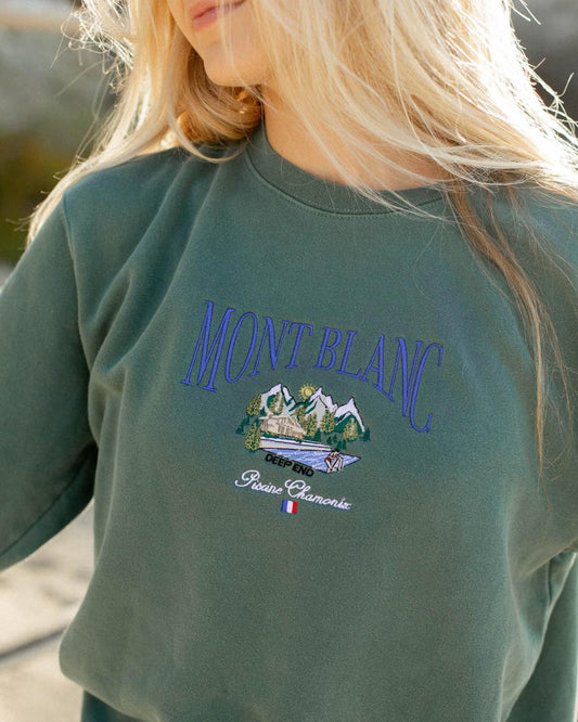 Embroidered Sweatshirt, Mont Blanc Vintage Crew Neck Sweatshirt, Hoodie, T-Shirt, Embroidered Clothing, Custom Embroidery,EBDHD01241123.