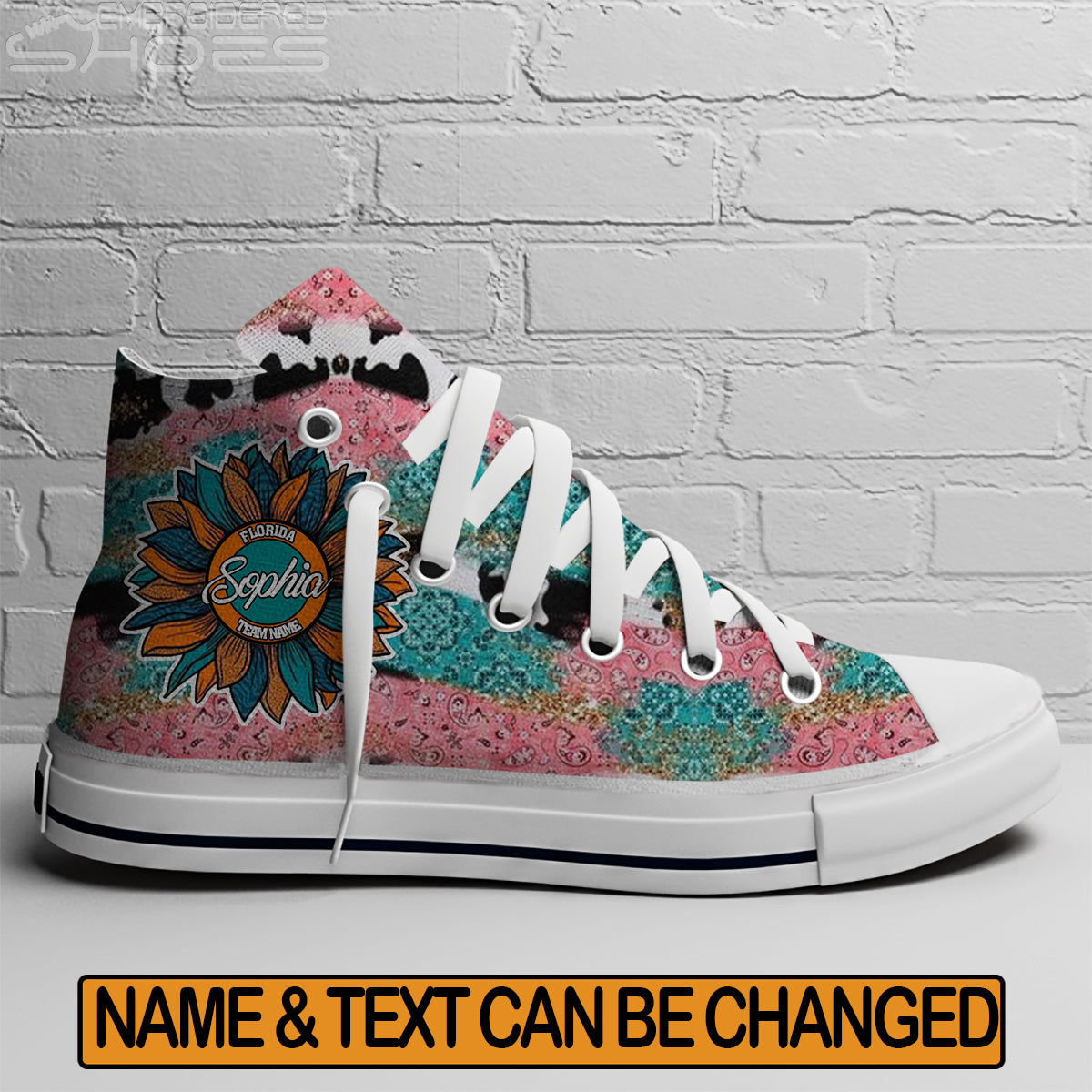 EShoes Personalized Women's Canvas Shoes Florida, Boho-Chic Shoes, Custom Name & Text Shoes.