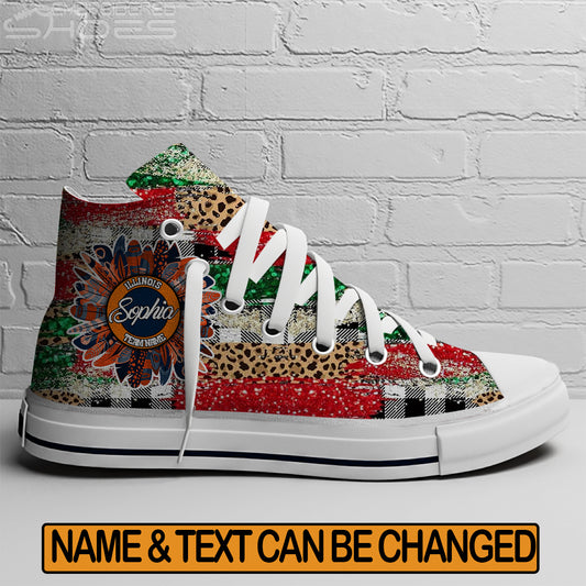 EShoes Personalized Women's Canvas Shoes Illinois, Boho-Chic Shoes, Custom Name & Text Shoes.