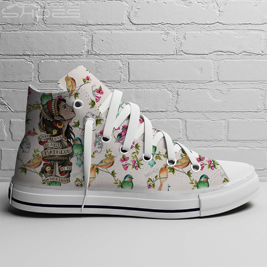 EShoes Personalized Women's Canvas Shoes, Just A Girl Who Love Hummingbird Shoes, Custom Name Shoes.